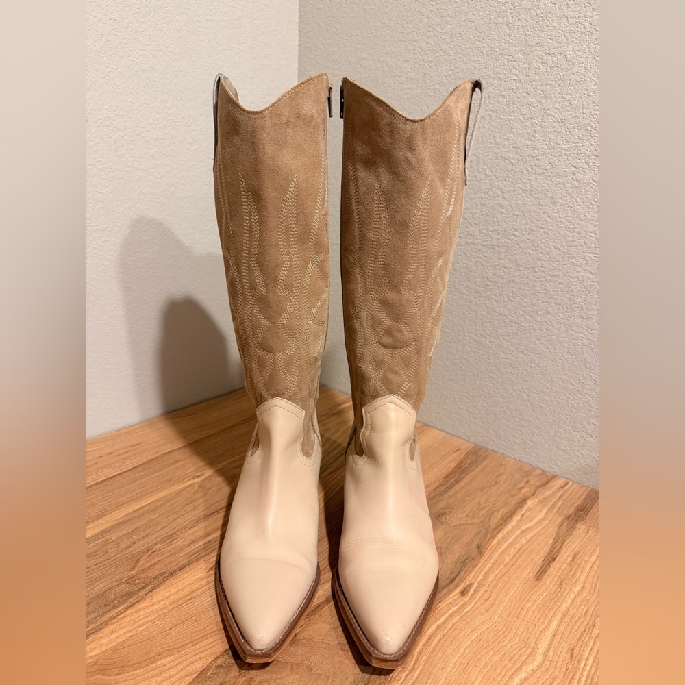 Coconuts by Matisse Tan and Cream Heeled Cowboy Boots